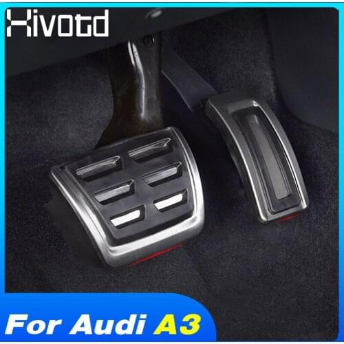 Hivotd For Audi A3 8V 2014-2020 Accessories Car Pedals Accelerator Brake Foot Rest Cover Interior Modification Parts Styling
