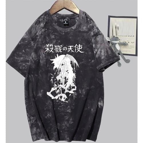 Angels of Death Anime Fashion Short Sleeve Round Neck Tie Dye T-shirt