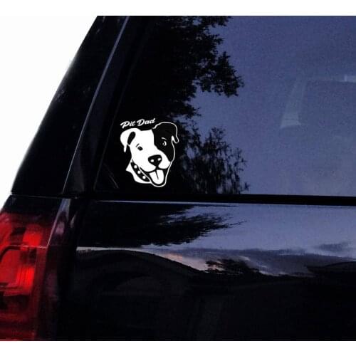 Black/Sliver Pit Dad Smiley Pitbull Face Vinyl Car Decal Window Door Decal Funny Top Quality Waterproof S675