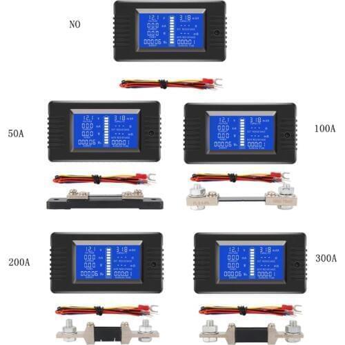 DC 0-200V 0-300A Battery Tester Voltmeter Ammeter Power Voltage Current Impedance Capacity Energy Time Meter Monitor