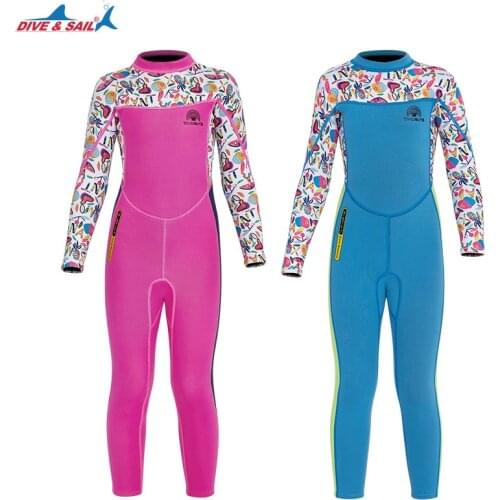 ChildrenS Swimwear Wetsuit Long Sleeve Girls Surfing 2.5mm Neoprene Wetsuit Full Body Stitching Thickened Zipper Suit