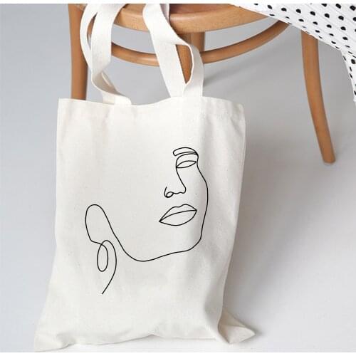 Shoulder Canvas Tote Bags Reusable Shopping Bag Cool Book Bag Face Literature and Art Bookstore Fashion Version Casual Tote Bag
