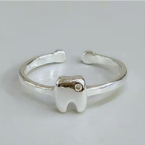 Classic Funny Cute Tooth Cubic Zircon Stone Adjustable Rings For Ladies Womens Fashion 2019 Designer Open Ring