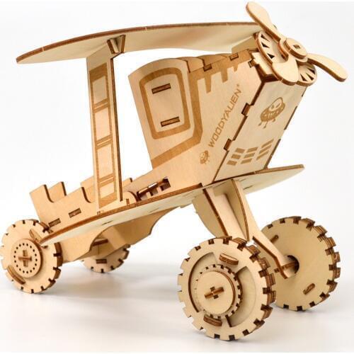 Laser Cutting DIY Biplane Santa Claus Phone Holder Stand Toys 3D Wooden Puzzle Toy Assembly Wood Craft Kits for Children Kids