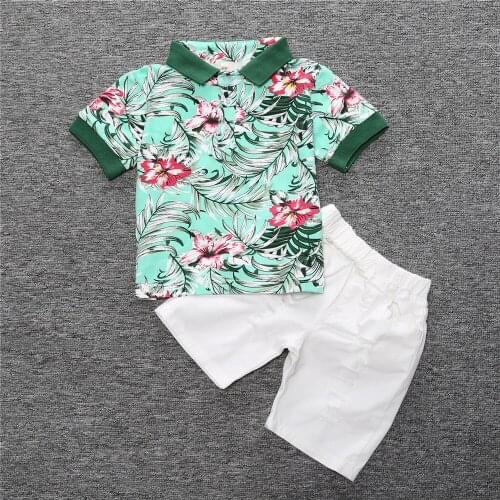 Summer Boys Tops Tshirts Short Pants 2 Pieces Suits Toddler Set Kids Childrens Clothing Print Baby Shirts Beach Shorts