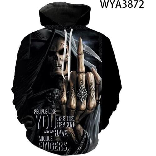 Fashion Skeleton 3D Printed Hoodies Cool Grim Reaper Sweatshirts Men Women Children Fashion Pullover Boy Girl Kids Hoody Coat