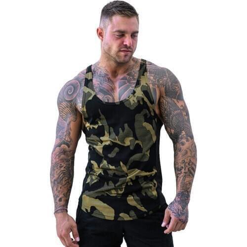 2020 Summer Vest Camouflage Gym Mens Casual Outdoor Sports Top Quick-drying Running Training Fitness Top Sleeveless Shirt