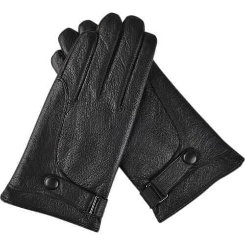 2020 new imitation deerskin PU gloves mens winter fleece-lined business leisure touch screen leather gloves riding driving