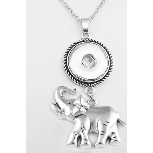 New LOVE Elephant 18mm snap button Necklace NK3961