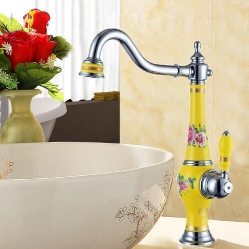New Arrivals Top-grade Brass and porcelain Basin Sink Faucet Deck Mounted Bathroom Water Tap Hot and Cold Mixer Tap Basin Faucet