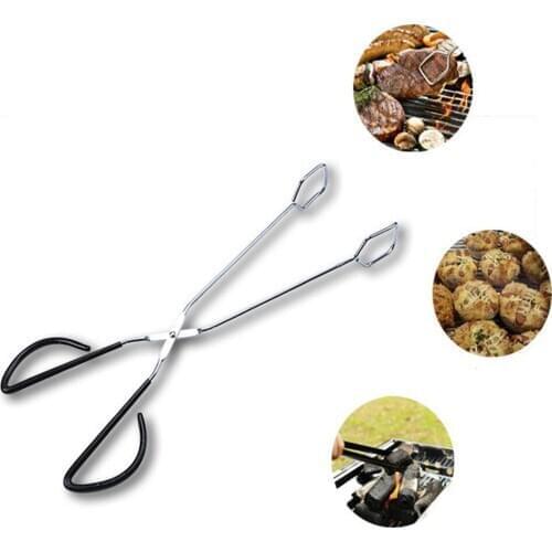 New Convenient BBQ tongs Tools Stainless Steel Scissor Type Grilled Food Clip Barbecue Accessories Portable Tongs Outdoor Gadget