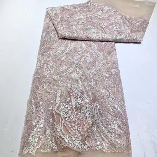 Newly Designed African French Lace Fabric 2021 High Quality Lace Fabric With Sequined Nigeria Lace Fabric ZX4106
