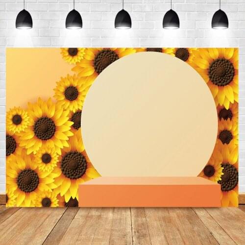 Laeacco Autumn Blooms Sunflowers Stage Background For Photography Child Kids Shoot Party Photo Backdrop Photocall Photo Studio