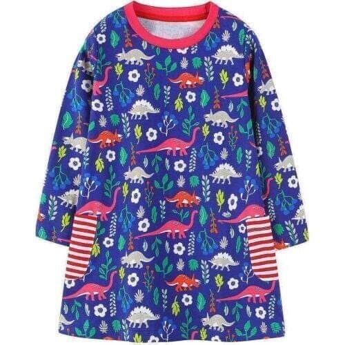 Jumping Meters Girls Dress Dinosaur 2018 Autumn New Princess Dresses For Girl Kids Baby Girl Clothes Long Sleeve Baby Girl Tunic