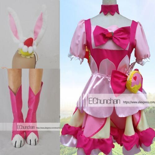 Full Set KiraKira Pretty Cure A La Mode Cosplay Costume Cure Whip Usami Ichika Lovely Pink Dress Halloween Christmas Customized