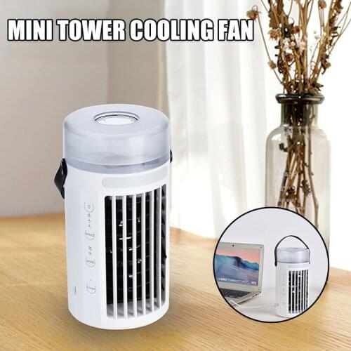 Portable Air Cooling Fan USB Mini Air Cooler Desk Cooling Fan with 7 Color LED Light 3 Speed Air Circulation for Home MUMR999