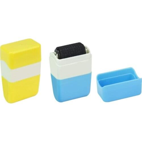 PPYY-2 PCS Identity Theft Protection Stamp Confidential Roller Stamp Defender Security Stamp Hide ID Address Yellow & Blue