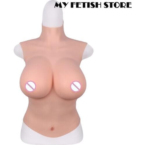 4G High Neck Sleeveless Crossdressing Realistic Silicone C-G Cup Breast Form Suit Fake Boobs For Transgender Shemale Drag Queen