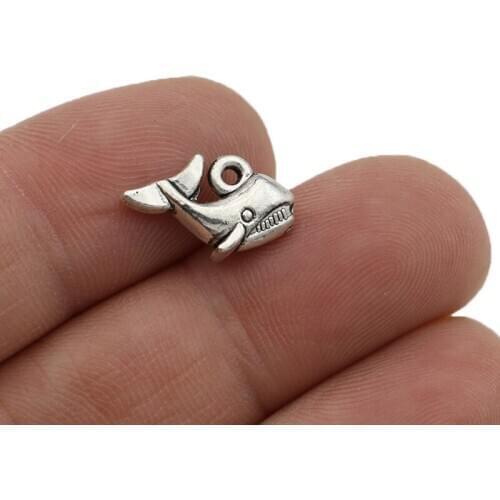 JAKONGO Shark Fish Charms Pendants for Jewelry Making Bracelet DIY Accessories 10x16mm 20pcs