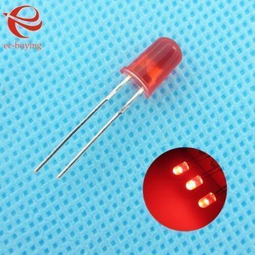 5mm LED Red Diffused Round Light-Emitting Diodes Lamp Bead DIP Plug-in Through Hole Bulb Wide Angle 5 mm 10 pcs /lot