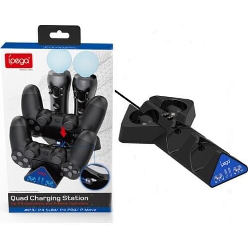 For PS4 Controller Charging Dock Station 4 Charger Stand with Status Display Screen for Play-Station 4/PS-Move