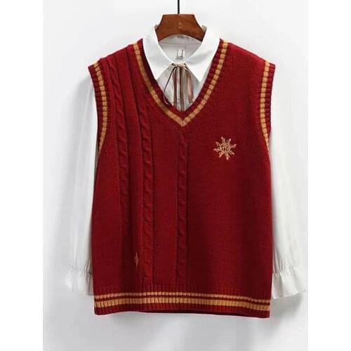 College Style New JK Autumn Winter Sun Moon And Stars Embroidery Sweater Vest Female Student Korean Version Loose Wild Sweater