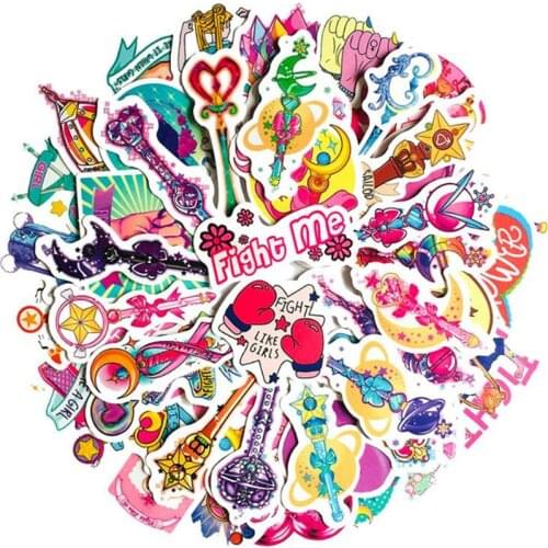 10/30/50PCS Cute Girl Pink Magic Wand Graffiti Sticker Trolley Case Diary Helmet Waterproof Decoration Sticker Wholesale