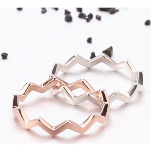 100% 925 Sterling Silver Pan Ring New Classic Simple Fashion Zigzag Ring For Women Wedding Party Gift Fashion Jewelry