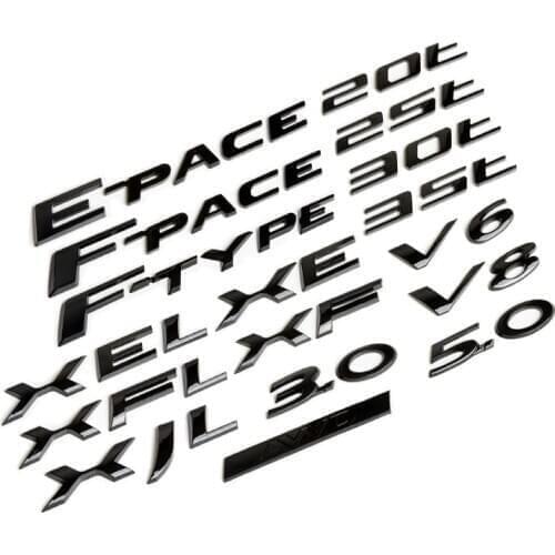 3D Abs V6 V8 3.0 5.0 AWD XF XJL E-PACE Letters Emblem for Jaguar Bright Black Badge Fender Trunk Car Logo Styling Stickers