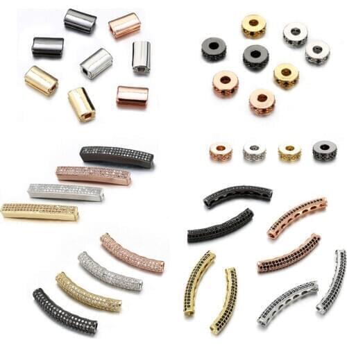 5pcs/Lot Micro Pave Copper zircon Geometry Strip spacer Loose Spacer Beads for Jewelry Making DIY Bracelet wholesale