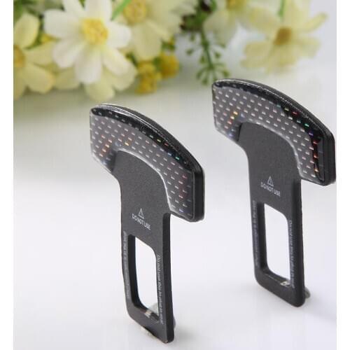 80% HOT SALES!!! 2 Pcs Safety Belt Buckles Real Carbon Fiber Car Seat Alarm Canceler Stopper