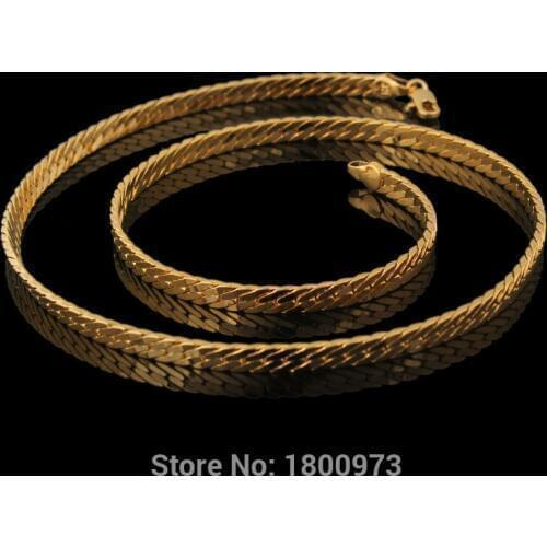 Adixyn High Quality 5mm Flat Curb Cuban Necklace Mens Womens Chain Gold Filled Necklace 45cm Jewelry Gift