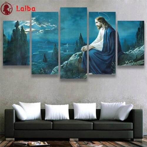 Diamond Mosaic Lord Jesus Christian Religion round drill Cross Stitch Diamond Embroidery Painting Full Square Decor For Home5pcs