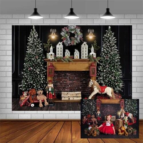 Avezano Photography Backgrounds Merry Christmas Parasitic Wreath Fireplace Toys Backdrops Photo Studio Photocall Photozone Decor