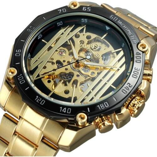 Luxury 4160 Fashion Waterproof Stainless Steel Strap Skeleton Automatic Casual Genuine Men Wristwatch