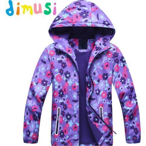 DIMUSI Winter Girls Bomber Jackets Fashion Fleece Cotton Thick Coats Baby Girls Outwear Windbreaker Waterproof Hooded,EA022