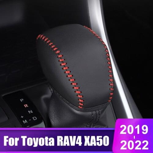 For Toyota RAV4 2019 2020 2021 RAV 4 XA50 PU Leather Car Gear Shift Collars Car Shift Knob Cover Case Accessories