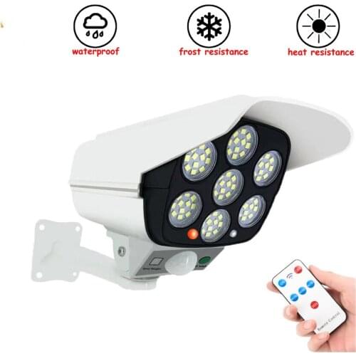 Remote Solar motion sensor lamp Fake Camera Power Outdoor Simulation Dummy Camera Waterproof Security Surveillance Bullet Flashi