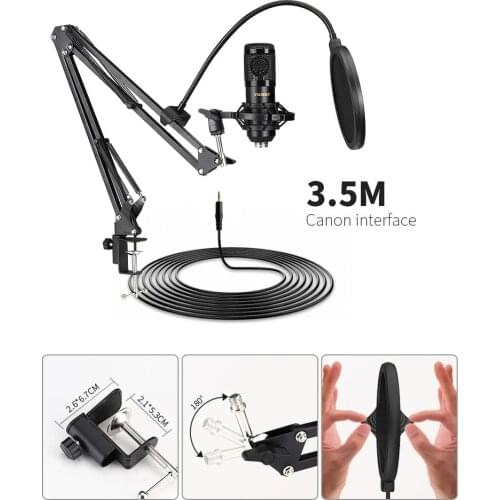 Hasahing Professional Bm 800 Condenser Microphone 3.5Mm Wired Bm-800 Karaoke BM800 Recording Microphone for Computer Karaoke KTV