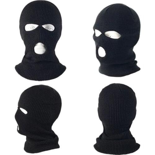 Can Be Used for Outdoor Hiking Climbing Cycling Winter Warm Three Hole Wool Knitted Pure Colour Hat Mask Comfortable To Wear