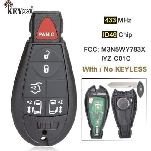 KEYECU 433MHz ID46 Chip M3N5WY783X/ IYZ-C01C Keyless-Go Smart Remote Key Fobik Fob for Chrysler Town & Country, for Dodge Ram