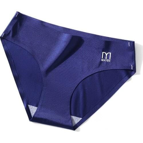 Naked comfortable pure color waist ladies briefs elastic fitting cotton crotch bottom glossy briefs spot wholesale