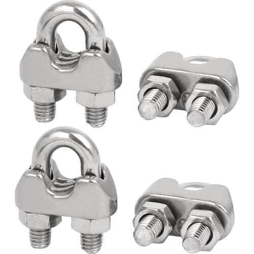 M6 1/4 Inch 304 Stainless Steel U-Shape Bolt Saddle Clamps Cable Wire Rope Clips 4 PCS