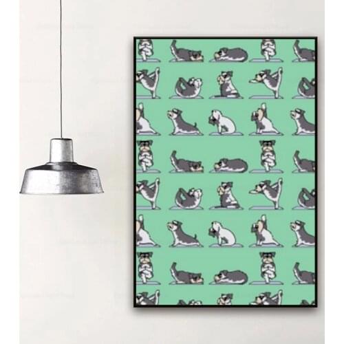 Miniature Schnauzer Yoga Posters And Prints Modern Canvas Painting Wall Art Picture For Home Decor Living Room Kids Room