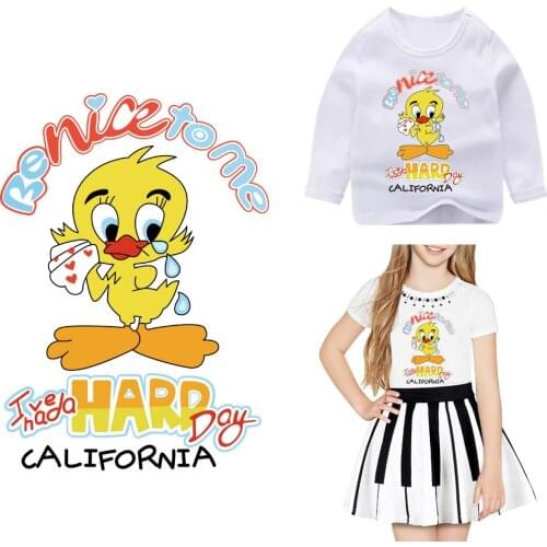 Cartoon Duck Ironing Stickers Iron On Patches For Clothing Heat Transfer For Kids T-shirt Diy Accessory Patch A-level Washable