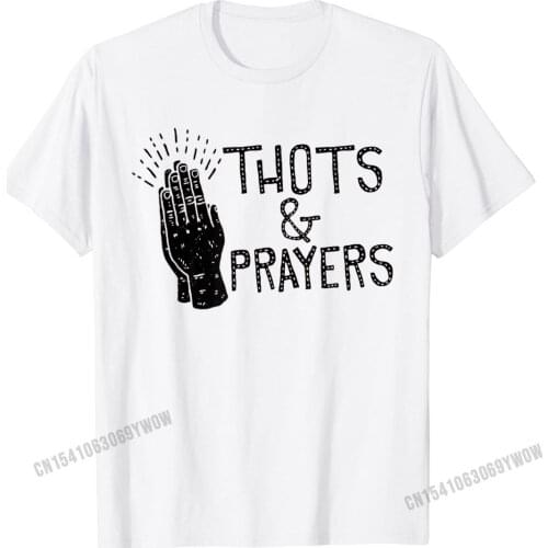 Thots And Prayers - Funny Christian T-Shirt Camisas Men Casual Tops Shirts Cotton Mens Top T-Shirts Casual Dominant