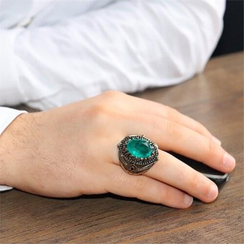 Semi-Precious Natural Gemstone 925 Sterling 925 K Silver Men 'S Ring