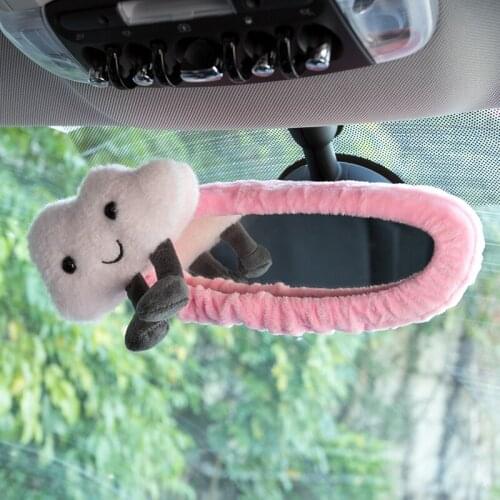Creative Car Rearview Mirror Set Cartoon Cute Korean Car Creative Products Cloud Car Interior Decoration Female