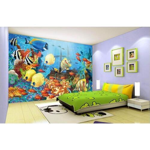 Custom mural 3d wallpaper water world aquarium landscape room home decor painting 3d wall murals wallpaper for walls 3 d