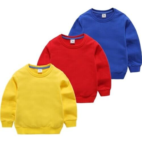 New 2021 Spring Fashion Baby Boys & Girls Childrens Sweat Long-sleeve Pure Color Cotton O-neck Shirt Outfits Baby Tops Tee